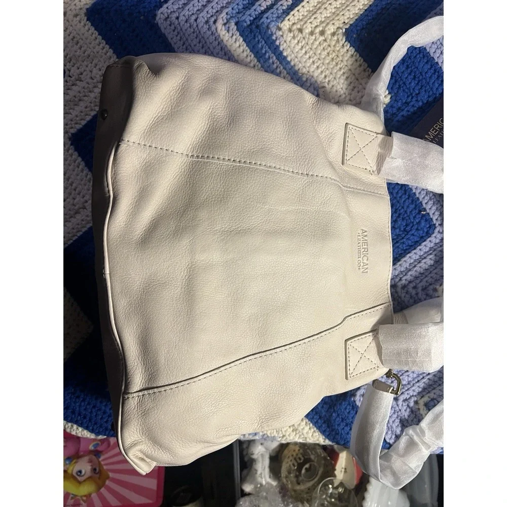 NWT American Leather Co Ada Triple Entry Satchel Bag Stone Smooth Crossbody
